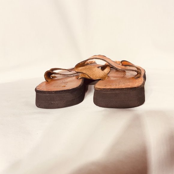 Hand-tooled leather Mexican artisanal sandals Size 4 (6,5 - 7) - Picture 6 of 7